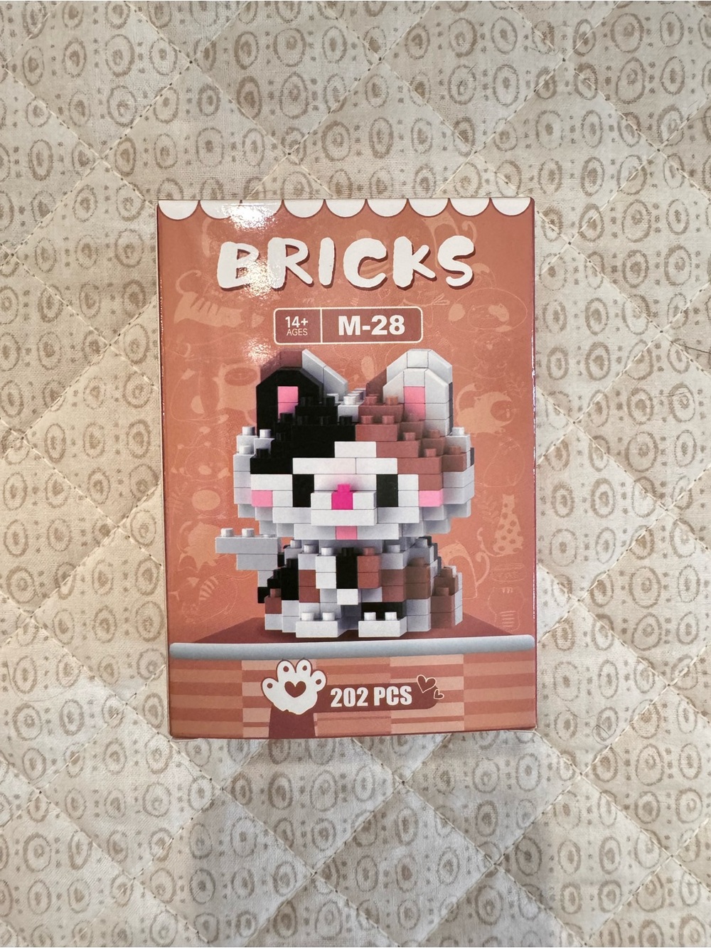 Bricks multi color  cute cat  Building blocks Set 202 pieces  - Pink & Brown Kit